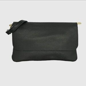 Envelope Grain Leather Bag For Women with Sling Black New
